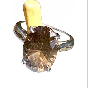 Smoky Topaz SS RING. SZ 6
